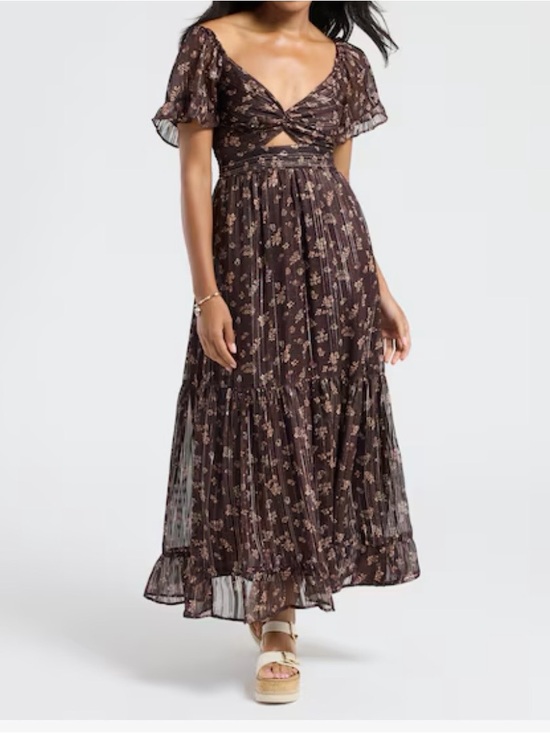 Angie Dresses & Skirts - Angie Brown Floral Twist-Front Maxi Dress